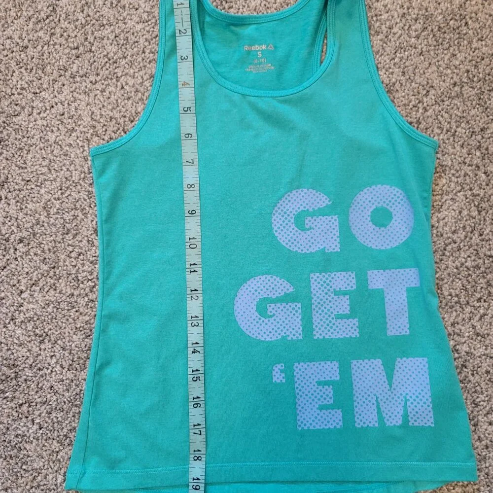 Reebok Girls Go get Em Green Tank top Small 8-10, Good Condition